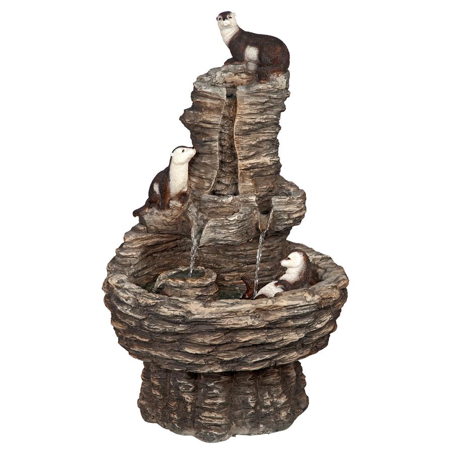 Tres Amigos Playful Otter Cascading Garden Fountain