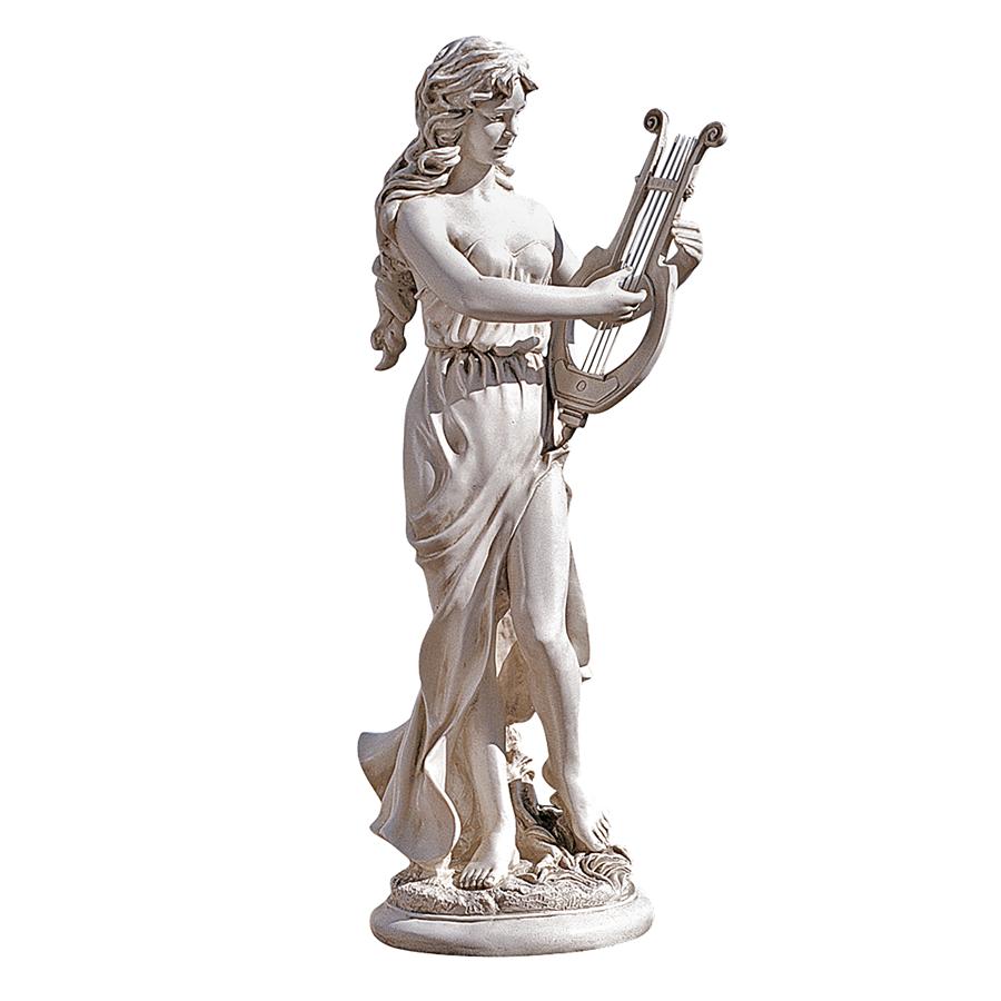 Muse with Harp Classical Garden Statue