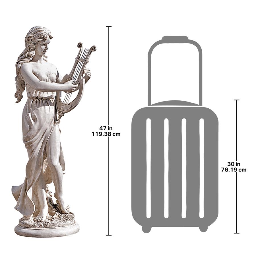 Muse with Harp Classical Garden Statue