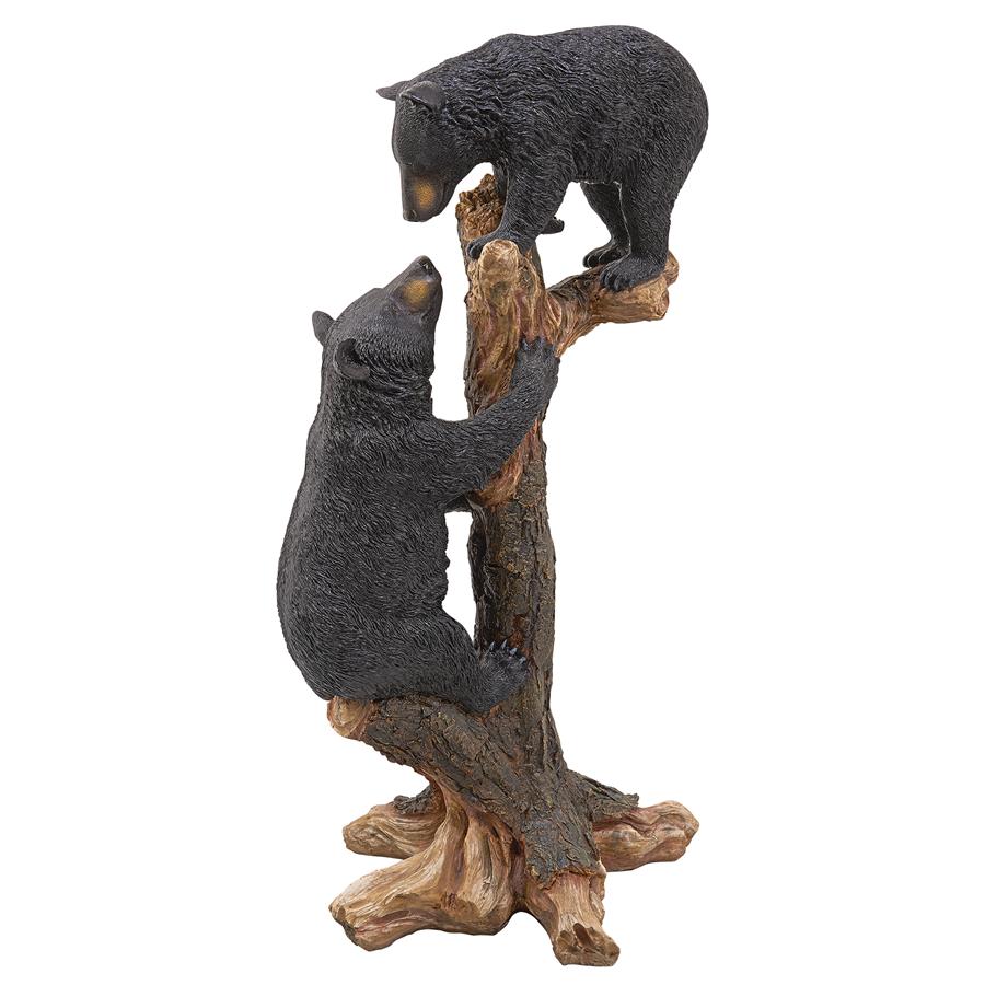 Climbing Cubs Black Bear Statue