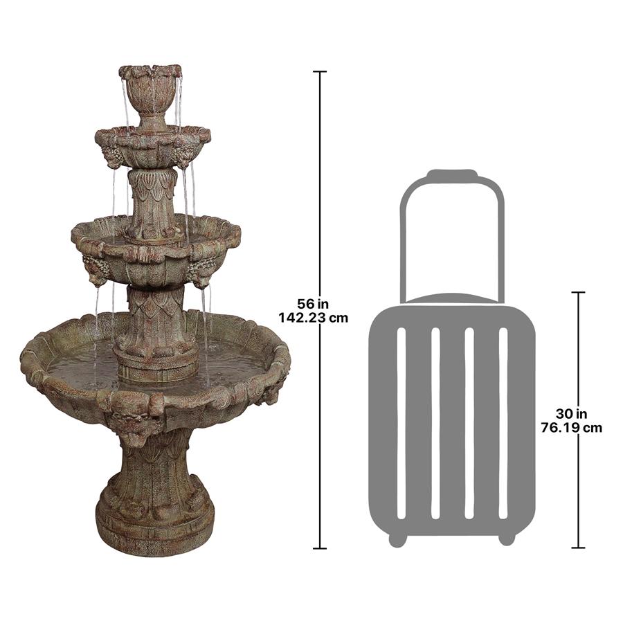 Medici Lion Four-Tier Fountain: Brown Stone Finish