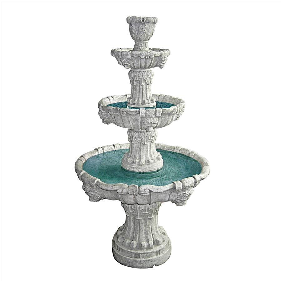 Medici Lion Four-Tier Fountain: Antique Stone Finish