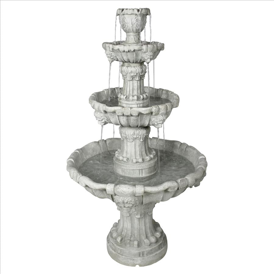 Medici Lion Four-Tier Fountain: Antique Stone Finish