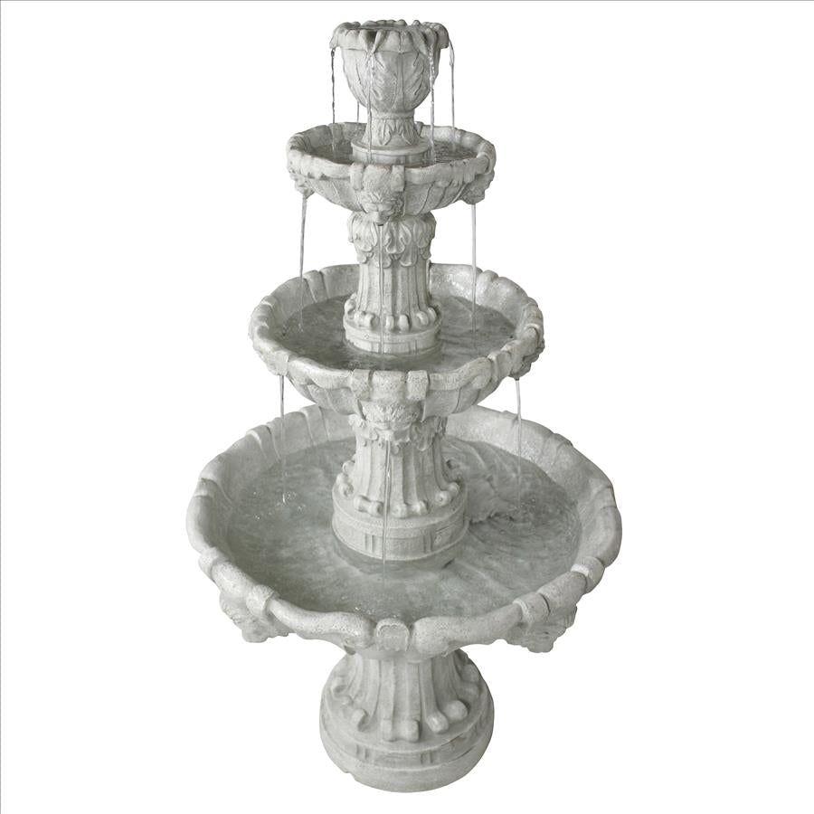 Medici Lion Four-Tier Fountain: Antique Stone Finish