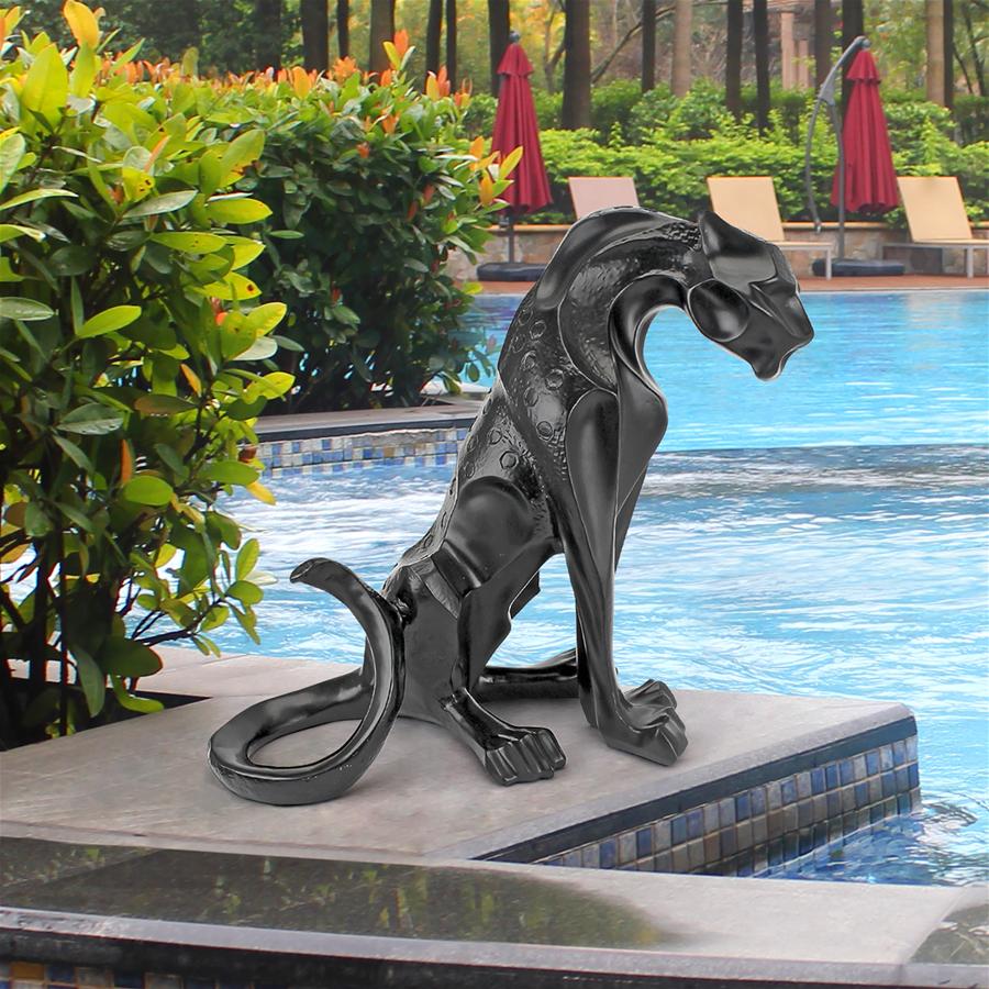 Rampant Tranquility Jungle Jaguar Panther Statue: Each