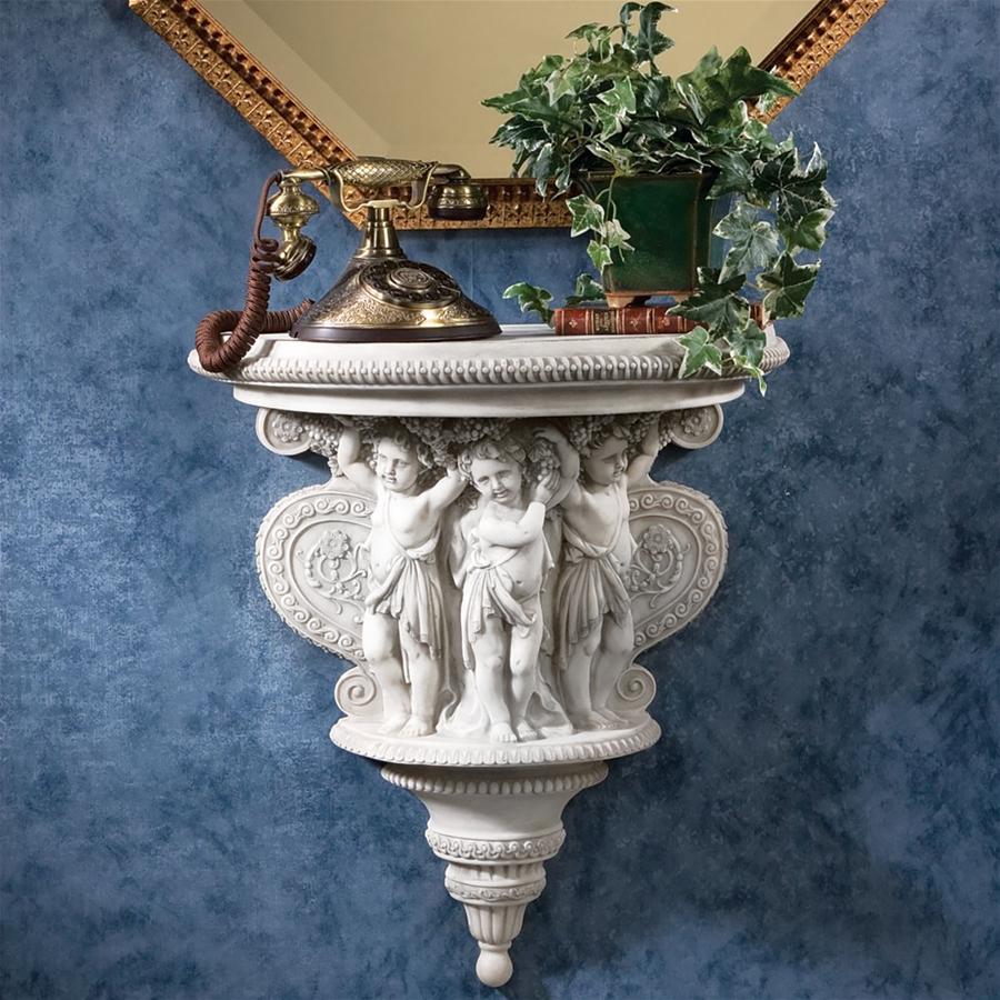 Cherubs of the Wine Harvest Sculptural Wall Console Table