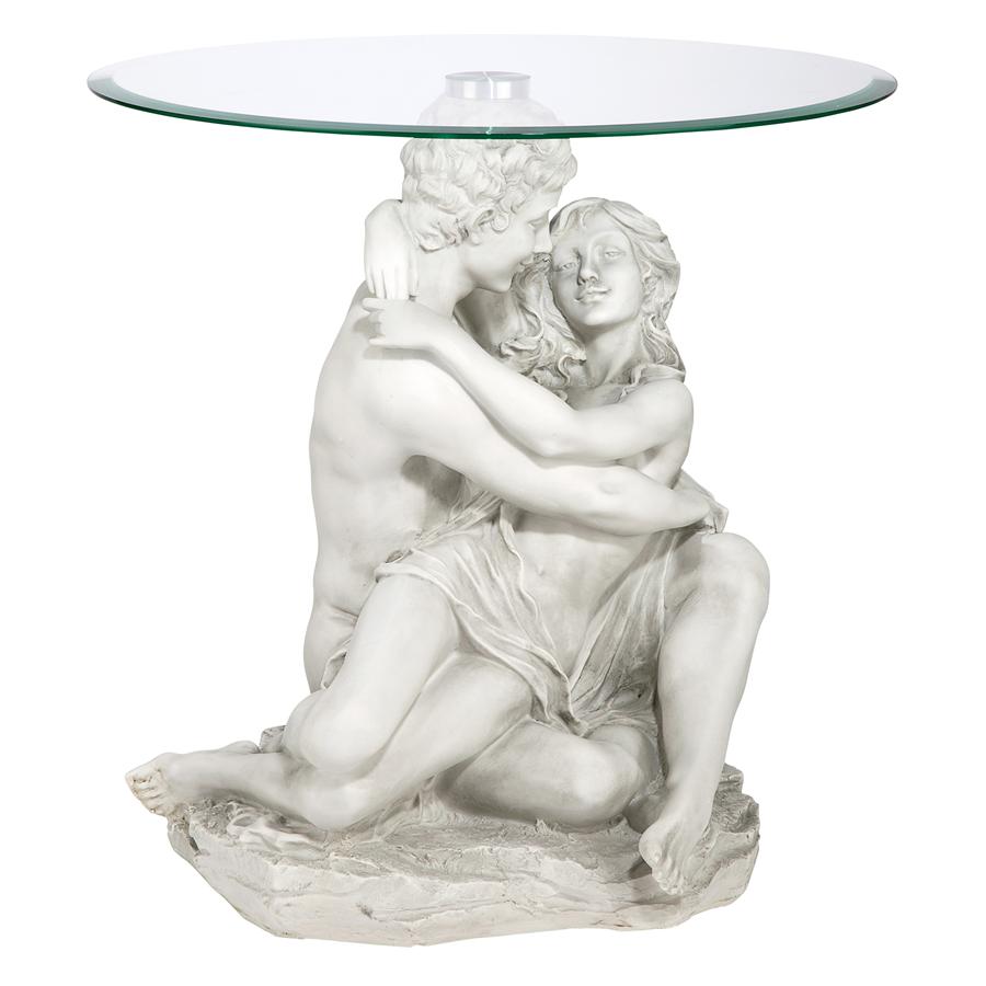 Lovers in the Arms of Romance Glass-Topped Sculptural Table