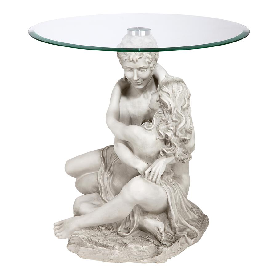 Lovers in the Arms of Romance Glass-Topped Sculptural Table