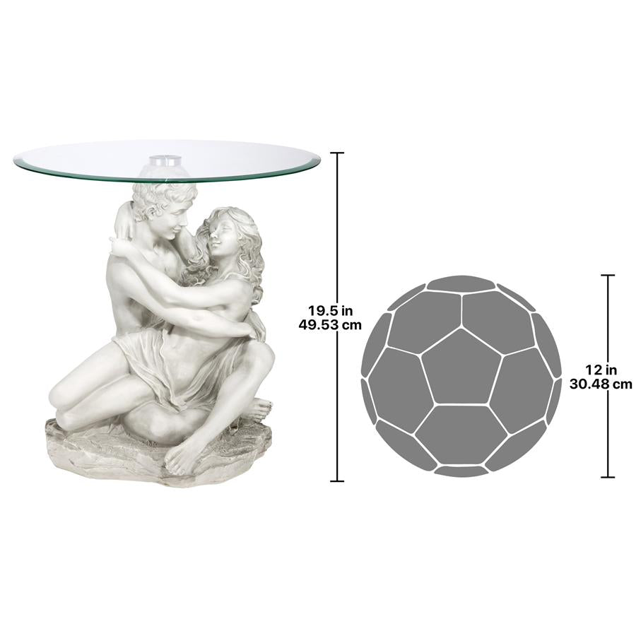 Lovers in the Arms of Romance Glass-Topped Sculptural Table