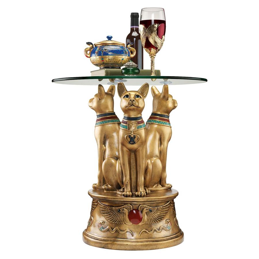 Royal Golden Bastet Egyptian Side Table