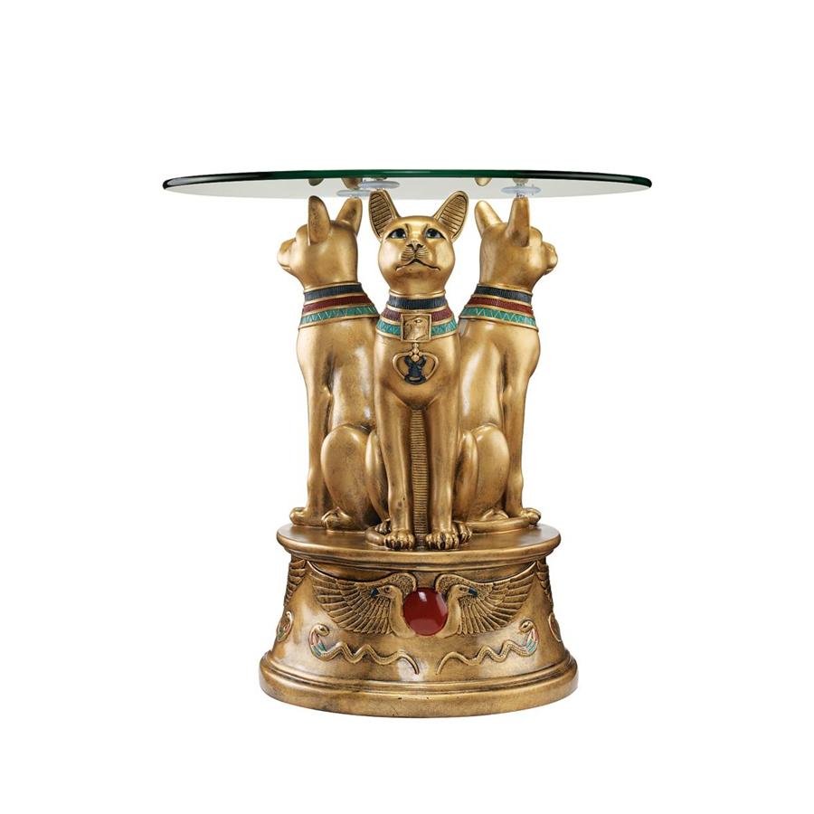 Royal Golden Bastet Egyptian Side Table