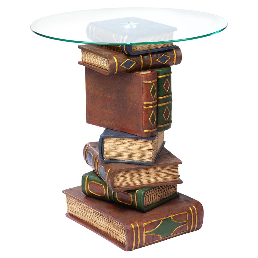 Stacked Volumes Sculptural Glass-Topped Book Table