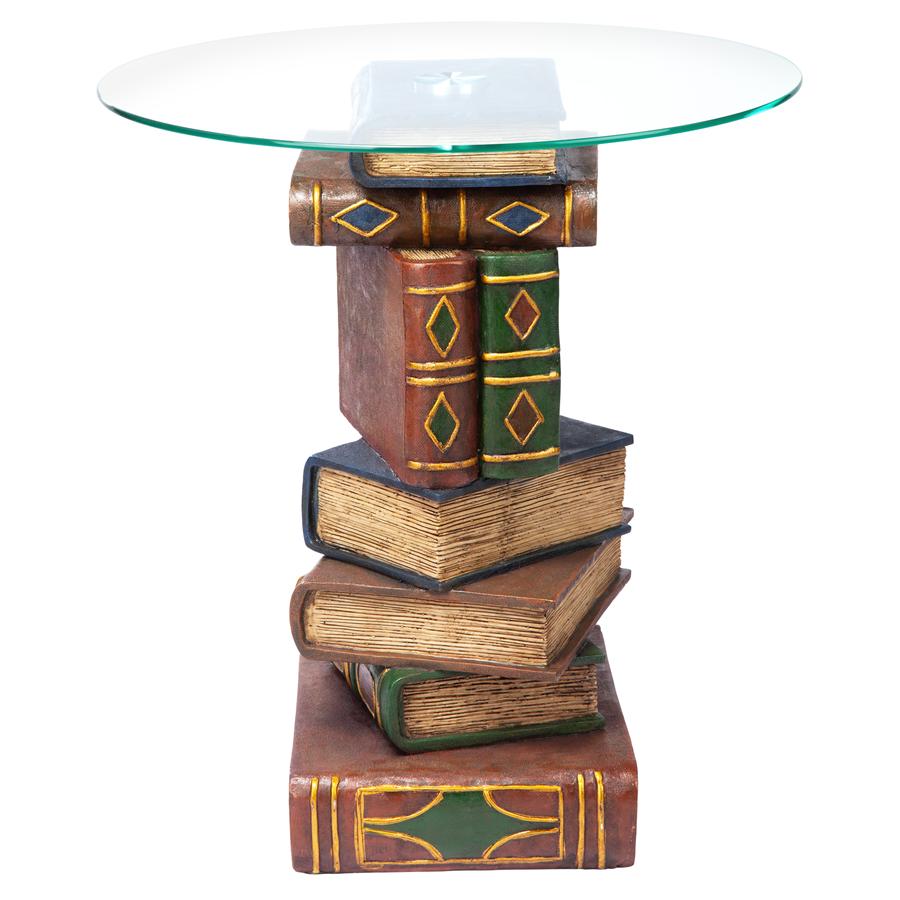 Stacked Volumes Sculptural Glass-Topped Book Table