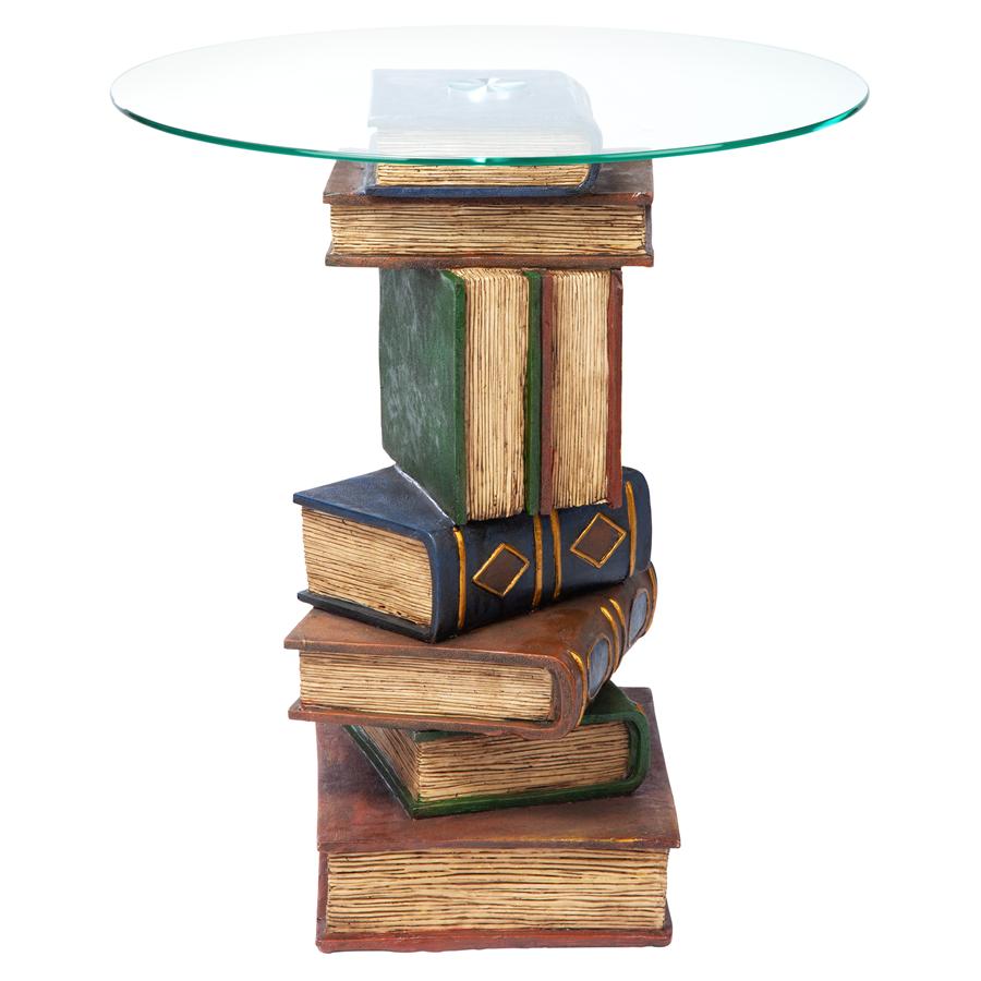 Stacked Volumes Sculptural Glass-Topped Book Table