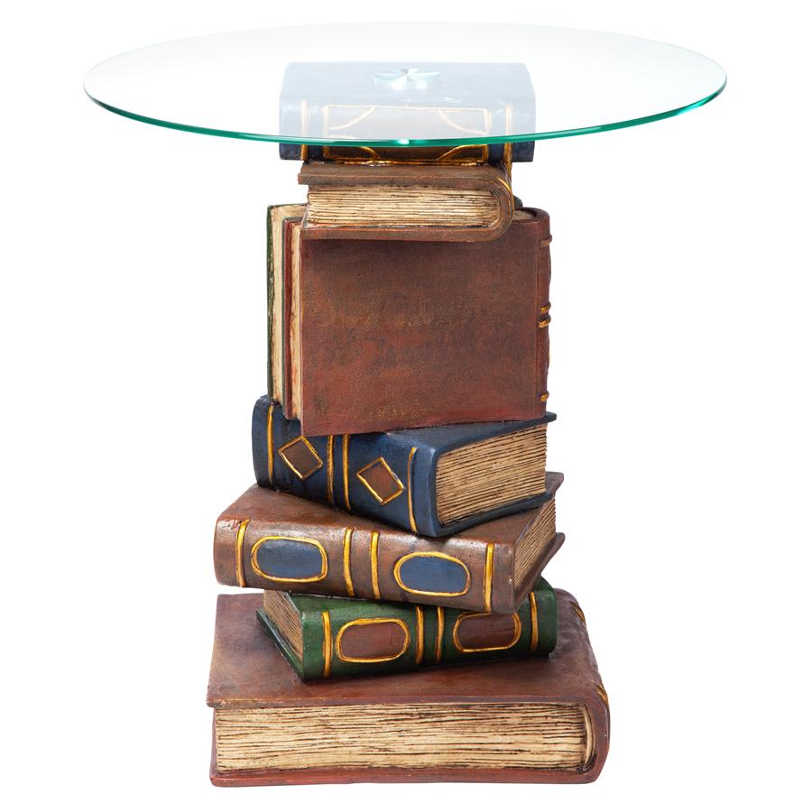 Stacked Volumes Sculptural Glass-Topped Book Table