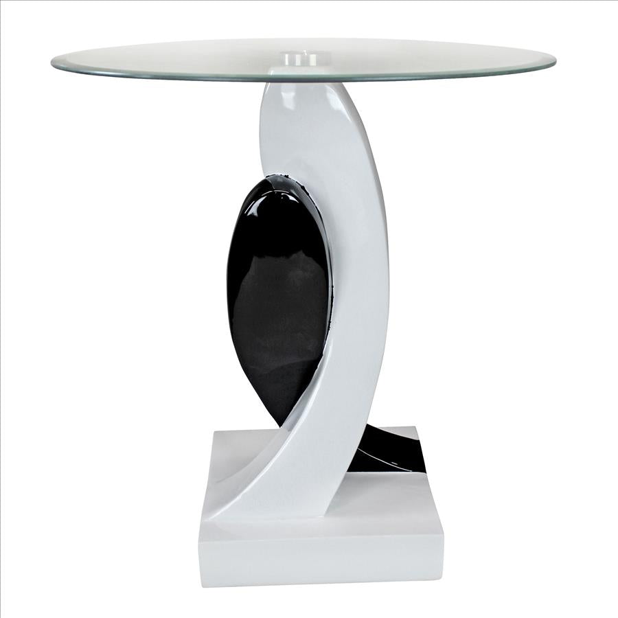 Lovers in Black and White Sculptural Glass-Topped Table