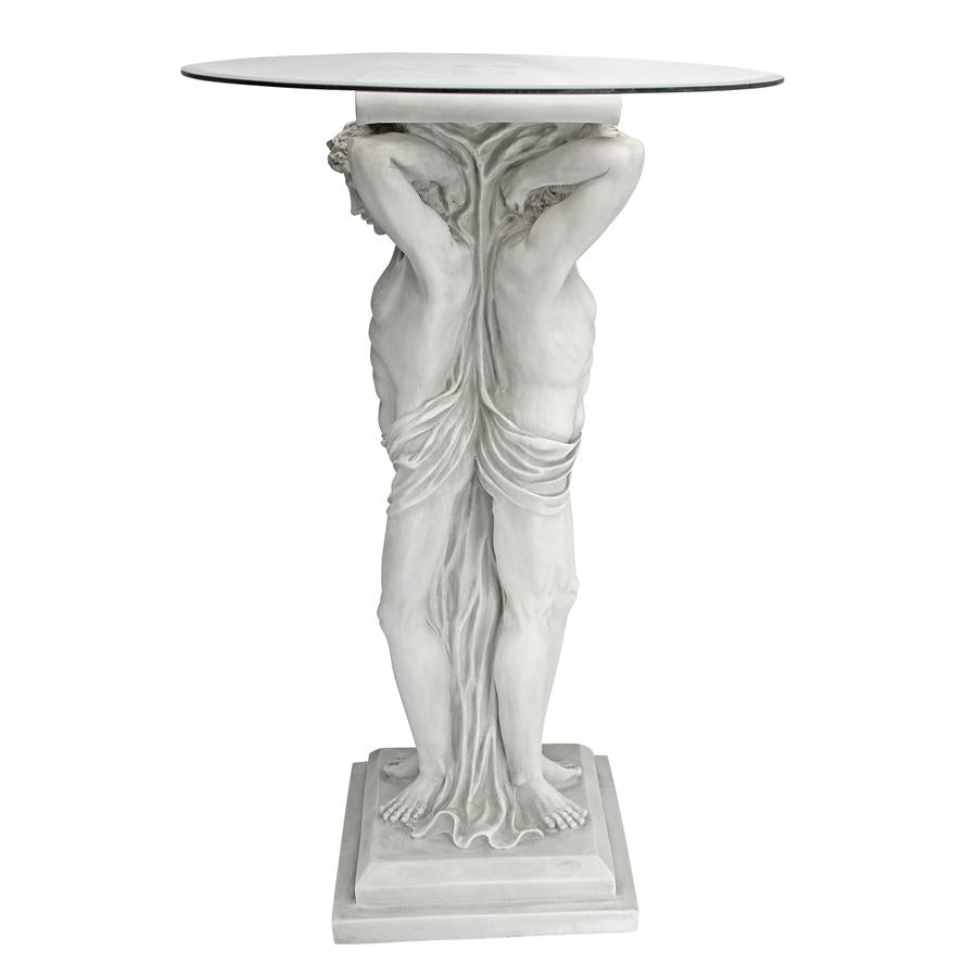 Hermitage Atlantes Glass-Topped Pedestal Table