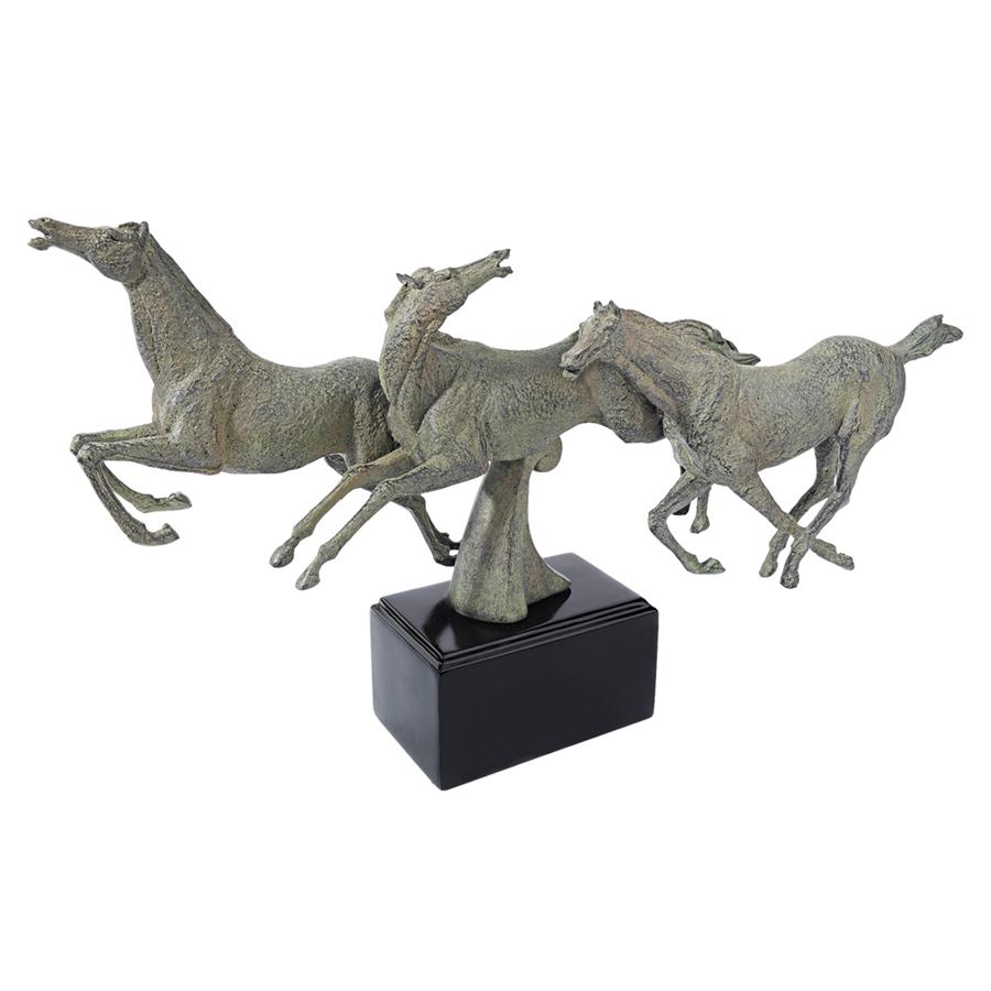 Wild Stallion Horses Statue