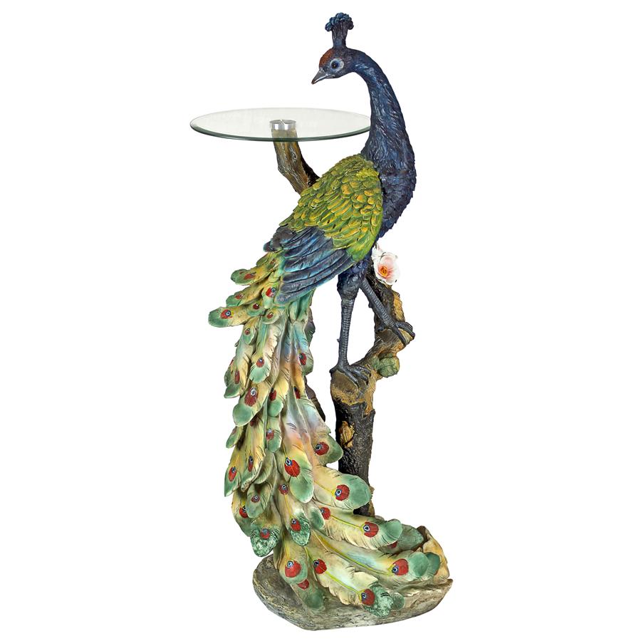 Peacock's Perch Sculptural Glass-Topped Pedestal Table