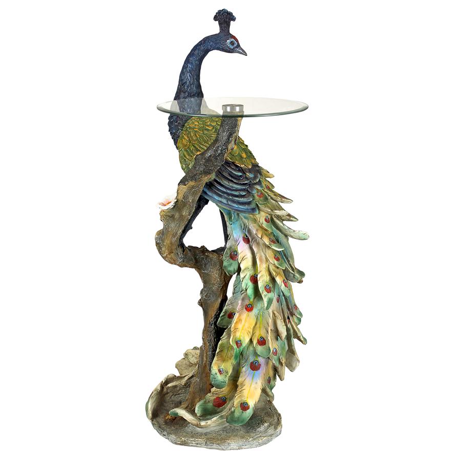 Peacock's Perch Sculptural Glass-Topped Pedestal Table