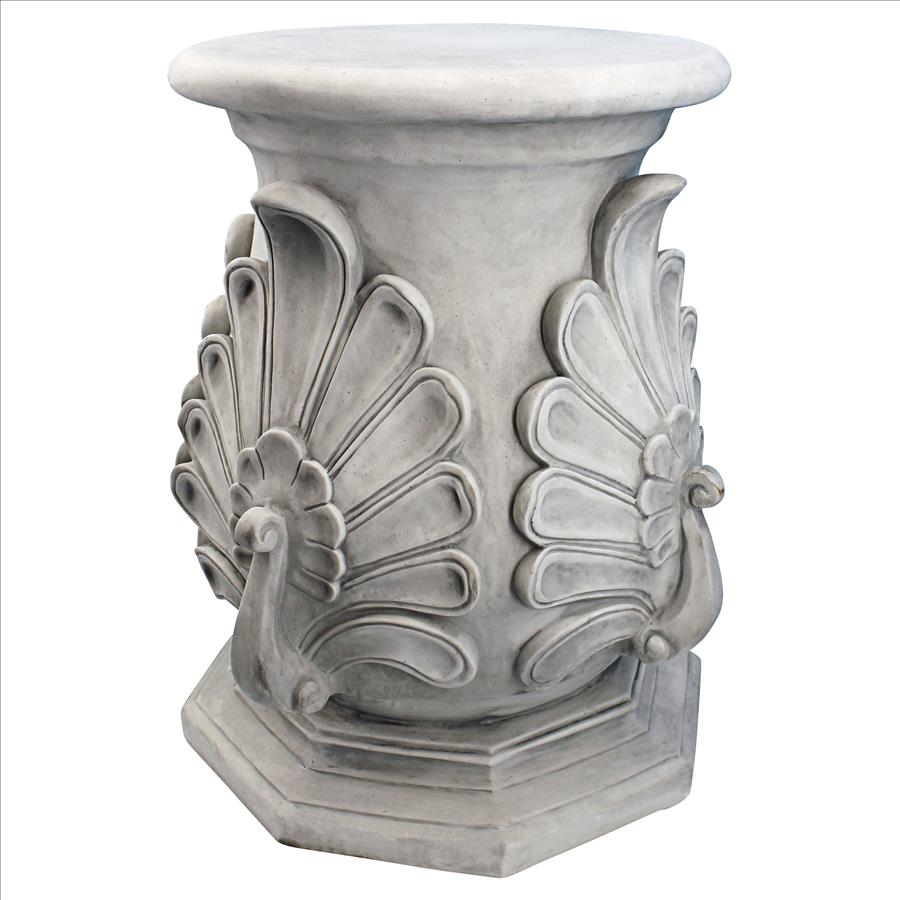 Classic Peacock Statuary Pedestal: Stone Finish