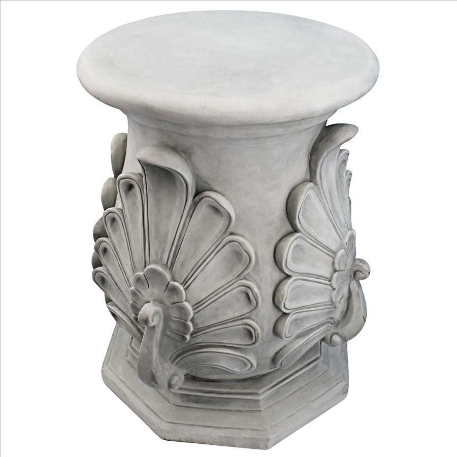 Classic Peacock Statuary Pedestal: Stone Finish