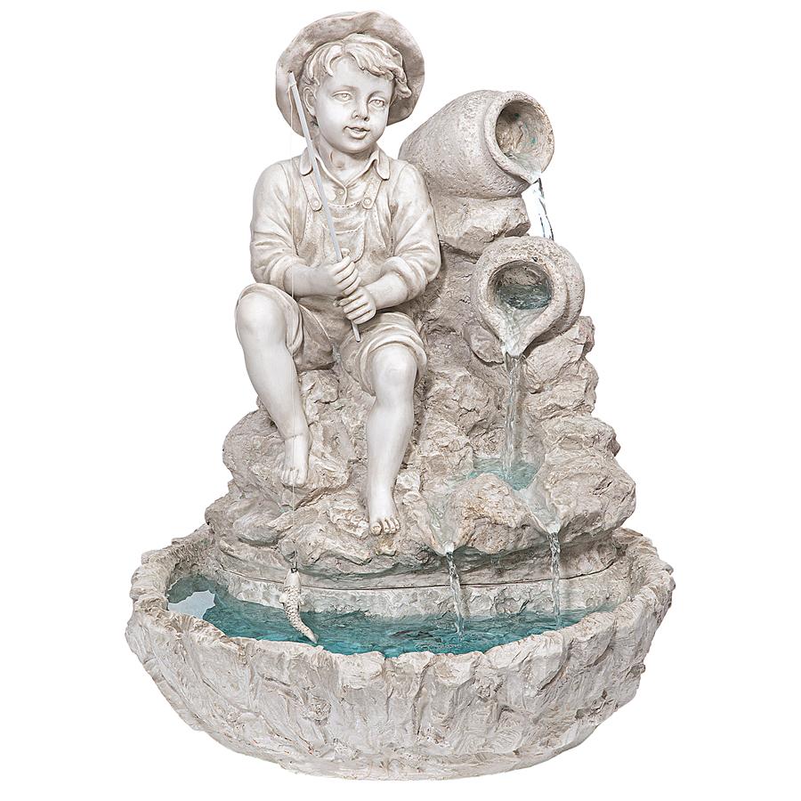 Little Fisherman at the Fishin' Hole Sculptural Fountain