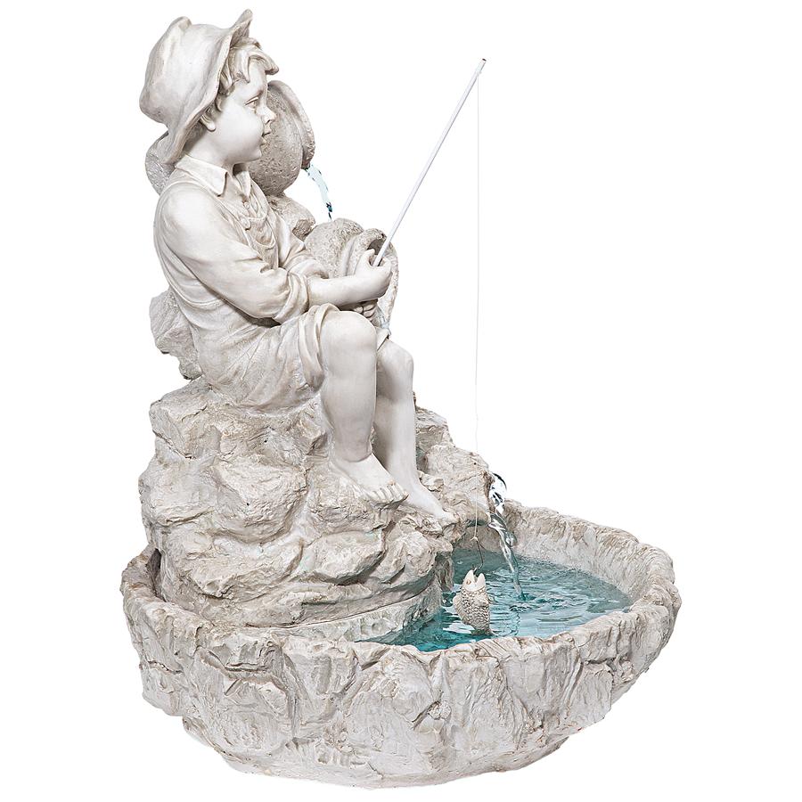 Little Fisherman at the Fishin' Hole Sculptural Fountain