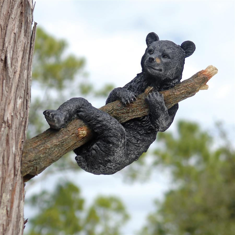 Up a Tree Hanging Black Bear Cub Sculpture: Hanging Bear Cub