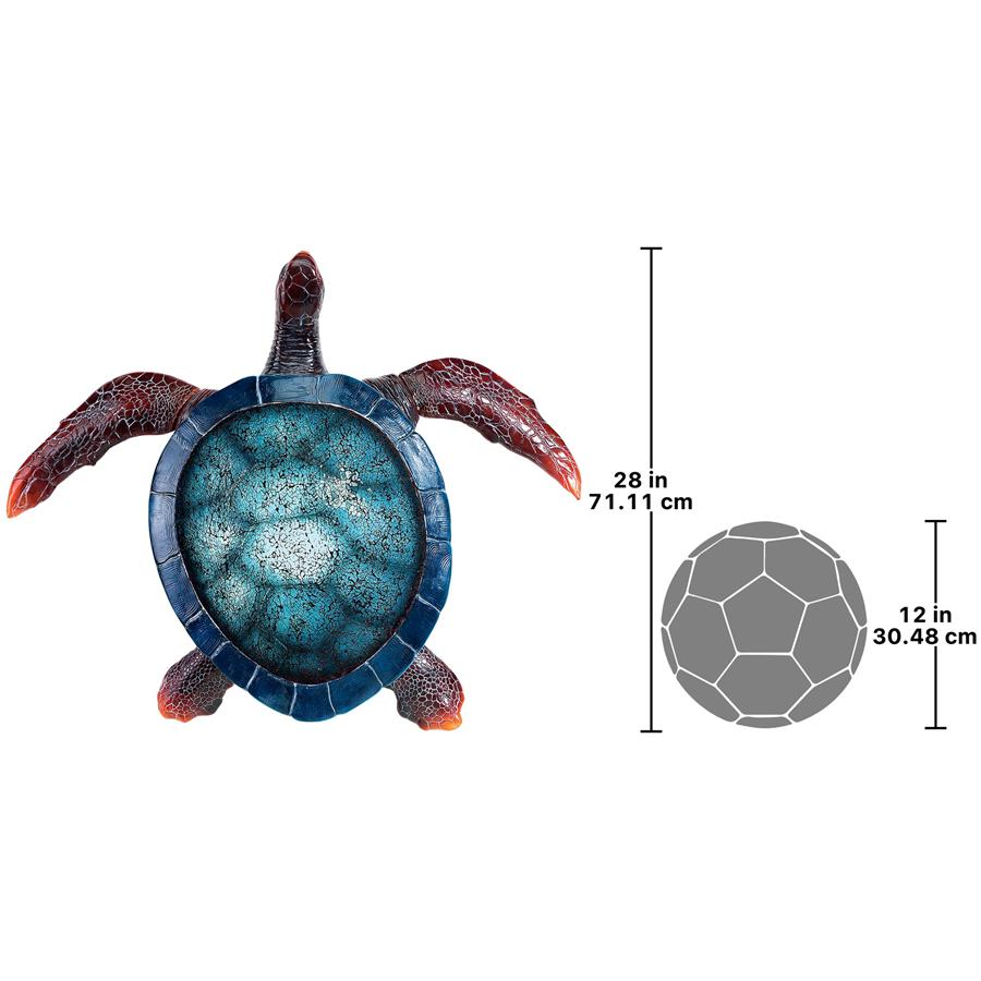 Blue Sea Turtle Illuminated Mosaic Glass Wall Sculpture