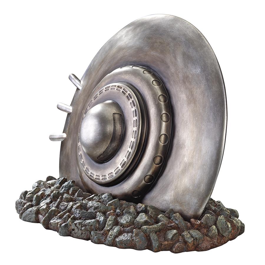 Crash Landing Flying Saucer Alien Spacecraft Statue