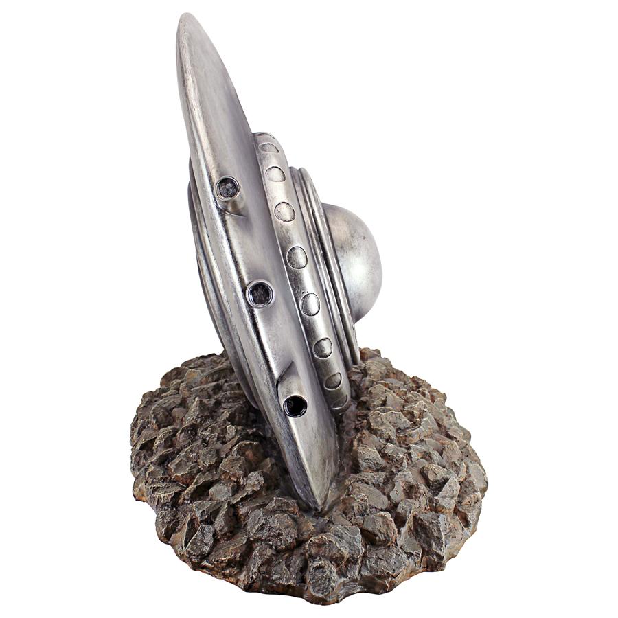 Crash Landing Flying Saucer Alien Spacecraft Statue