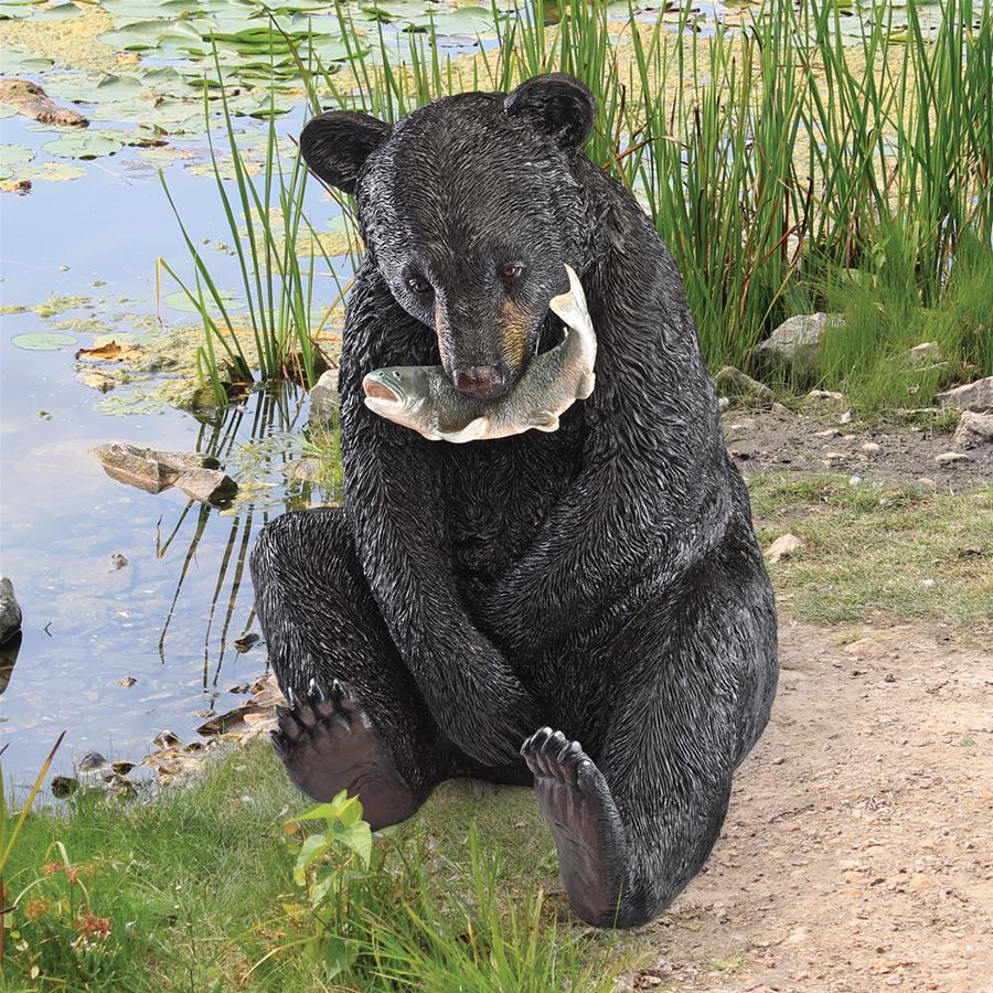 The Expert Fisherman Black Bear Statue