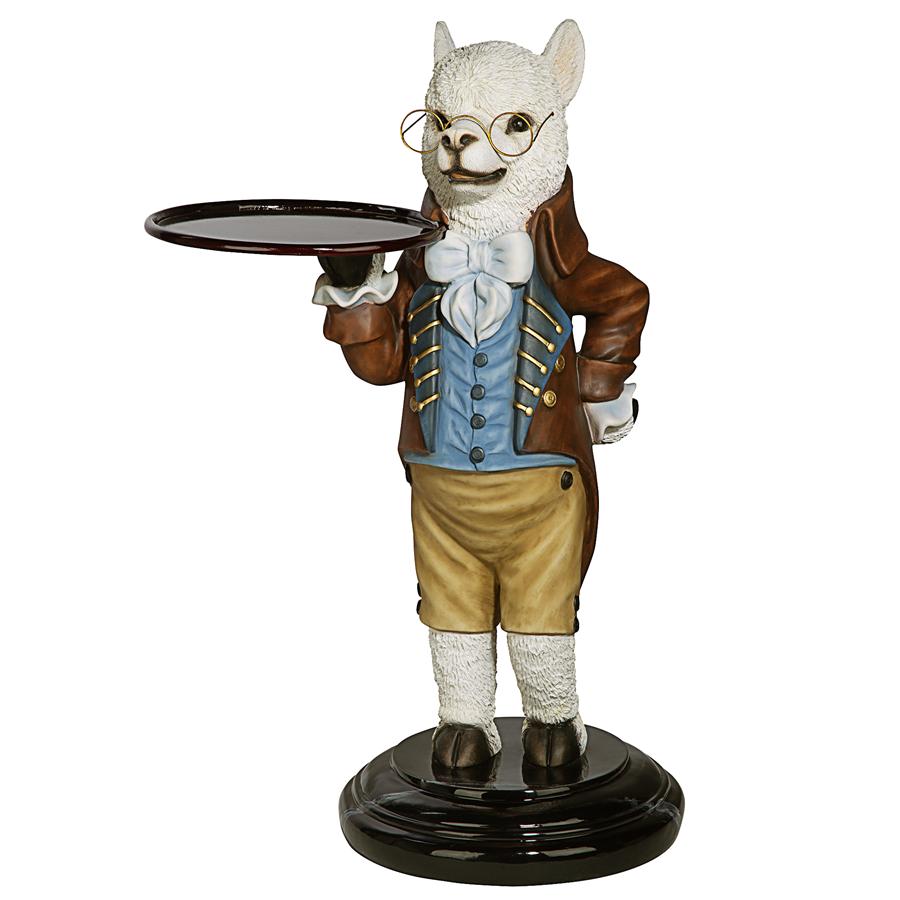 Alfred the Alpaca Butler at Your Service Sculptural Pedestal Table