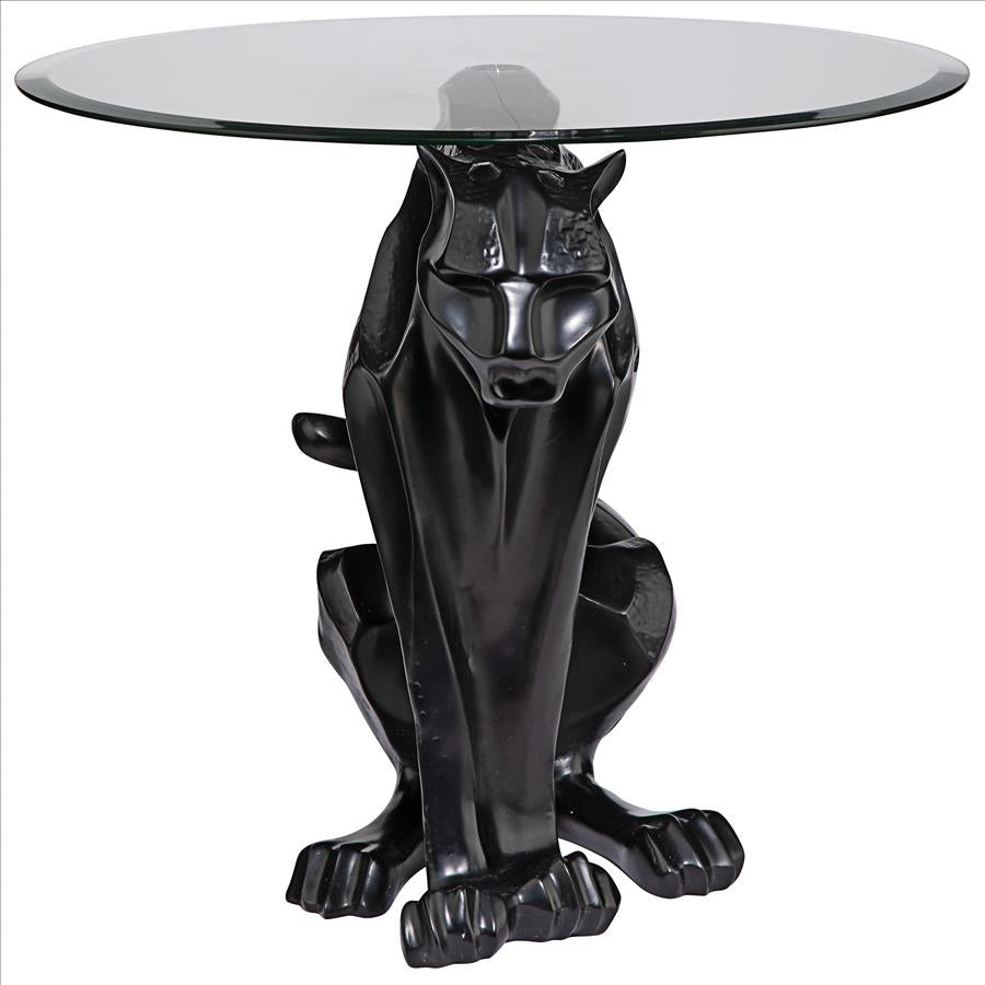 Black Jaguar Glass-Topped Sculptural Table: Each