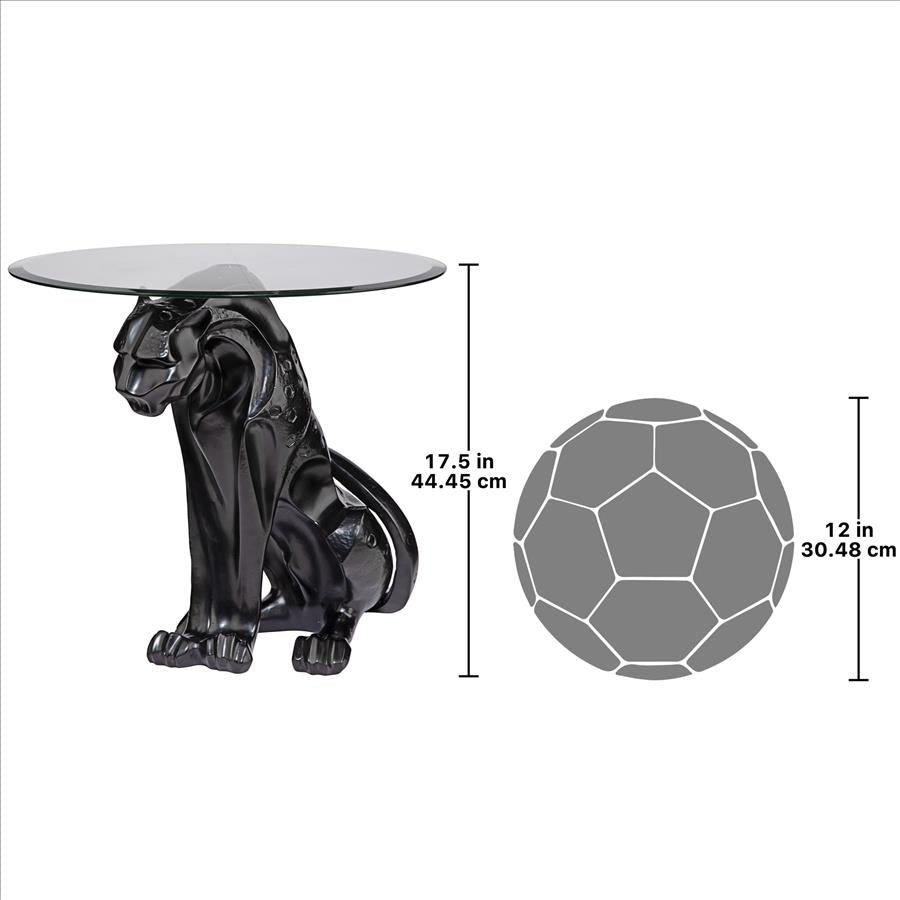 Black Jaguar Glass-Topped Sculptural Table: Each