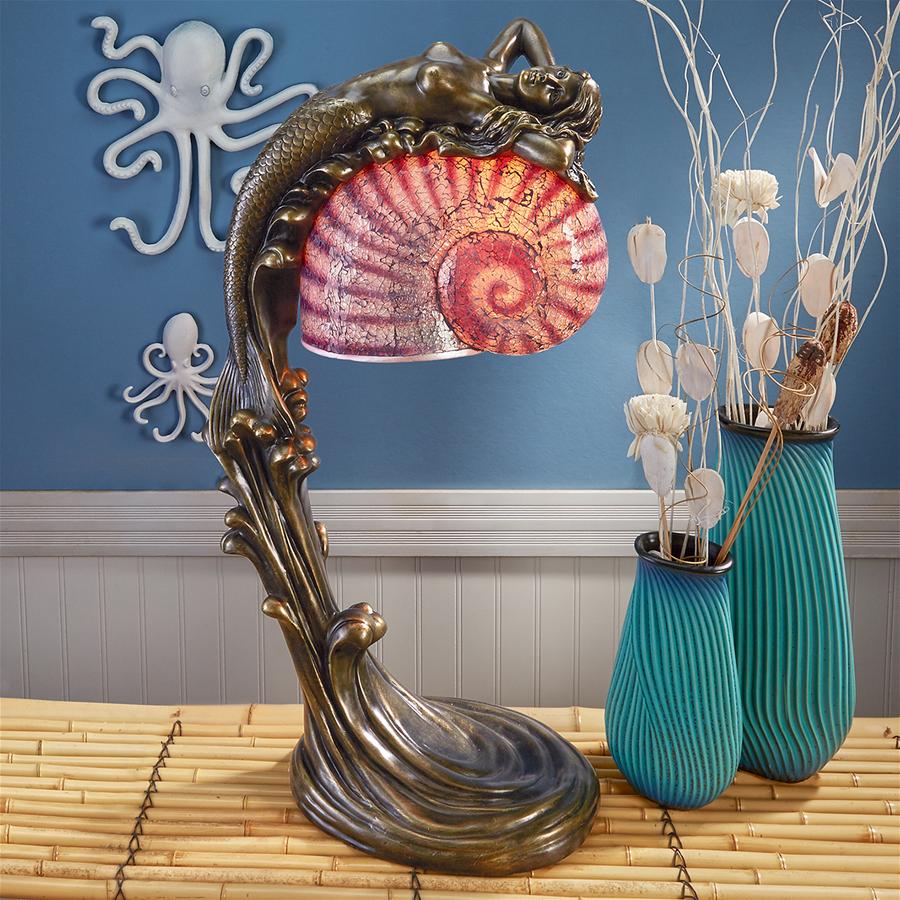 Siren of the Sea Mermaid Art Deco Illuminated Sculpture