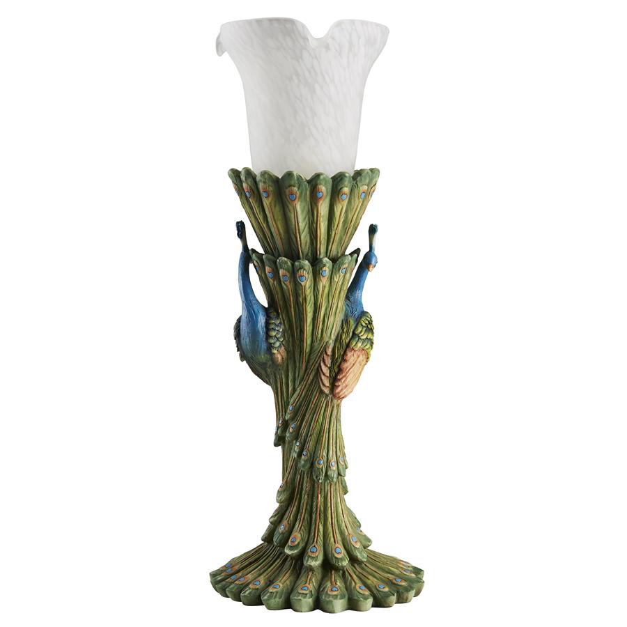 Victorian Peacock Torchiere Sculptural Table Lamp