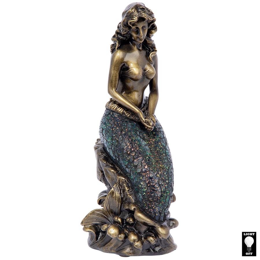 Ocean's Mermaid Illuminated Mosaic Glass Statue