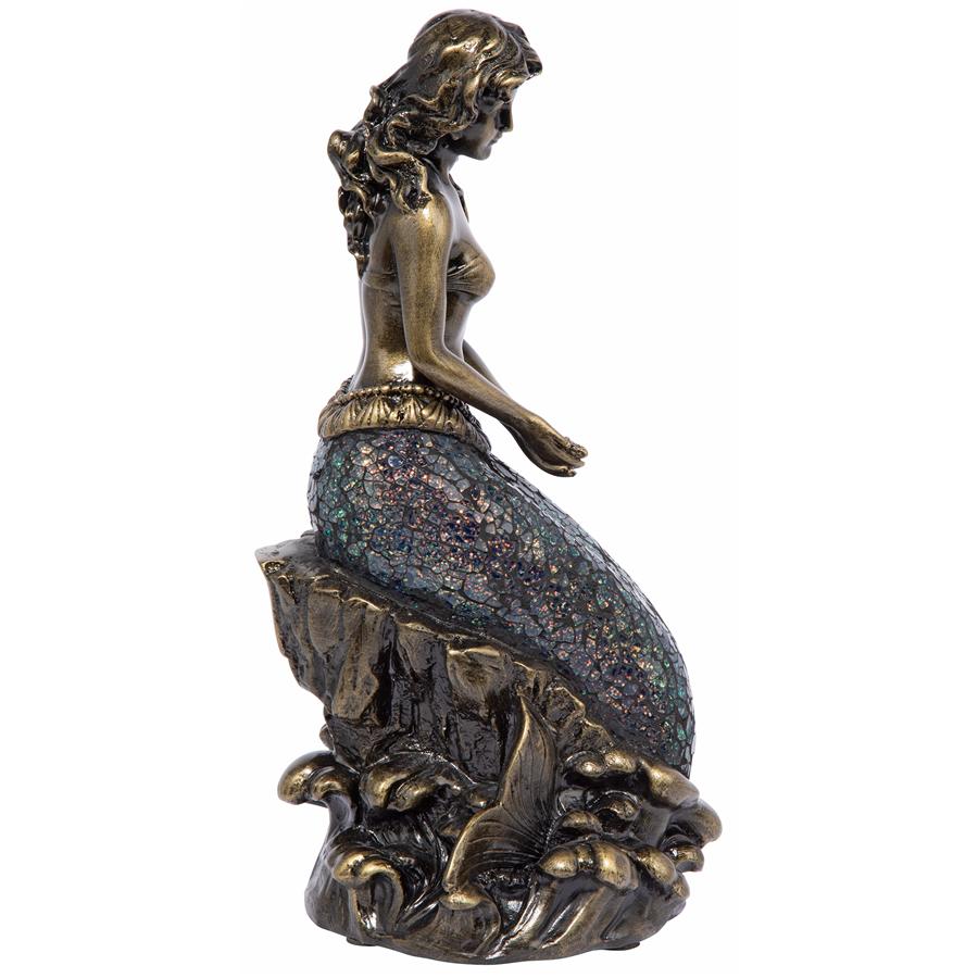 Ocean's Mermaid Illuminated Mosaic Glass Statue