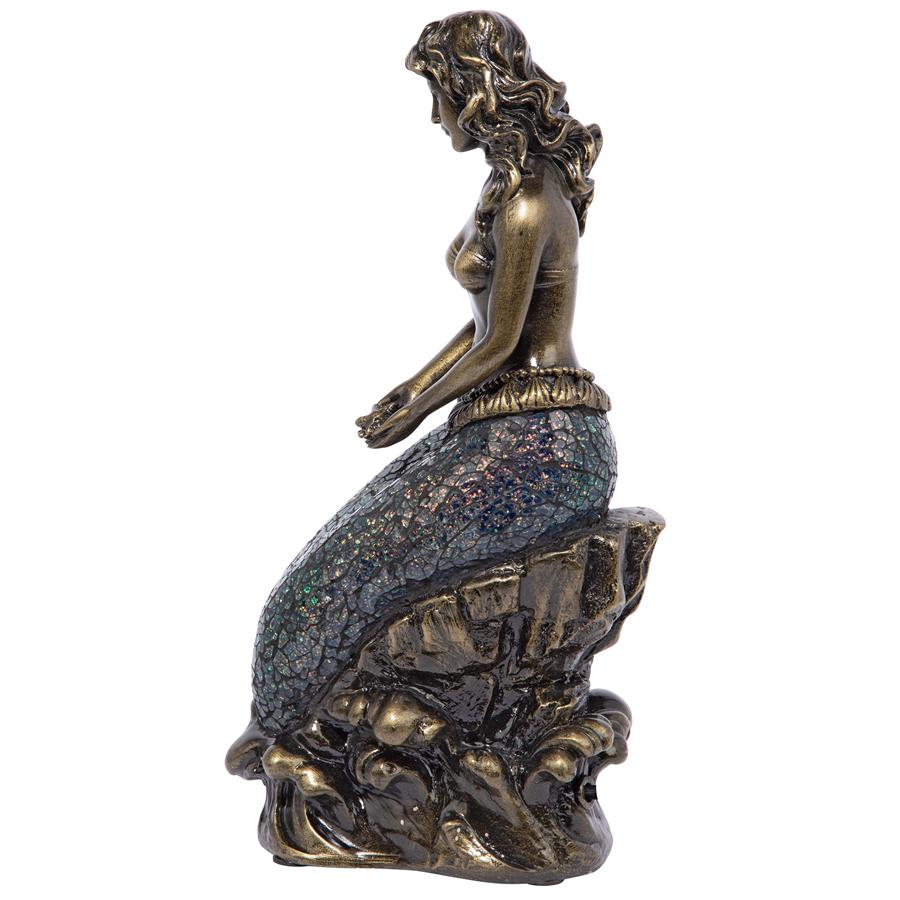 Ocean's Mermaid Illuminated Mosaic Glass Statue