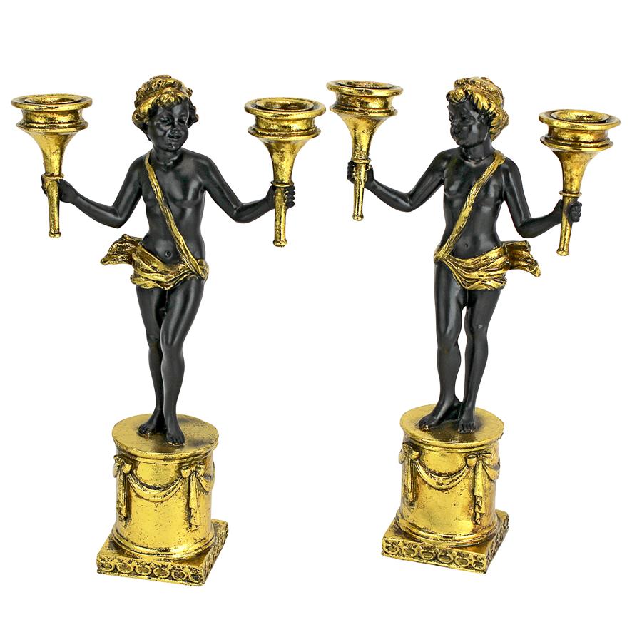 French Neoclassical Cherub Candlesticks