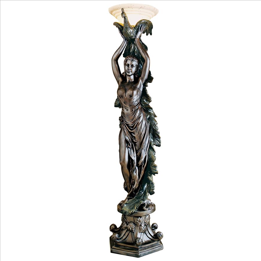 The Peacock Goddess Torchiere Floor Lamp