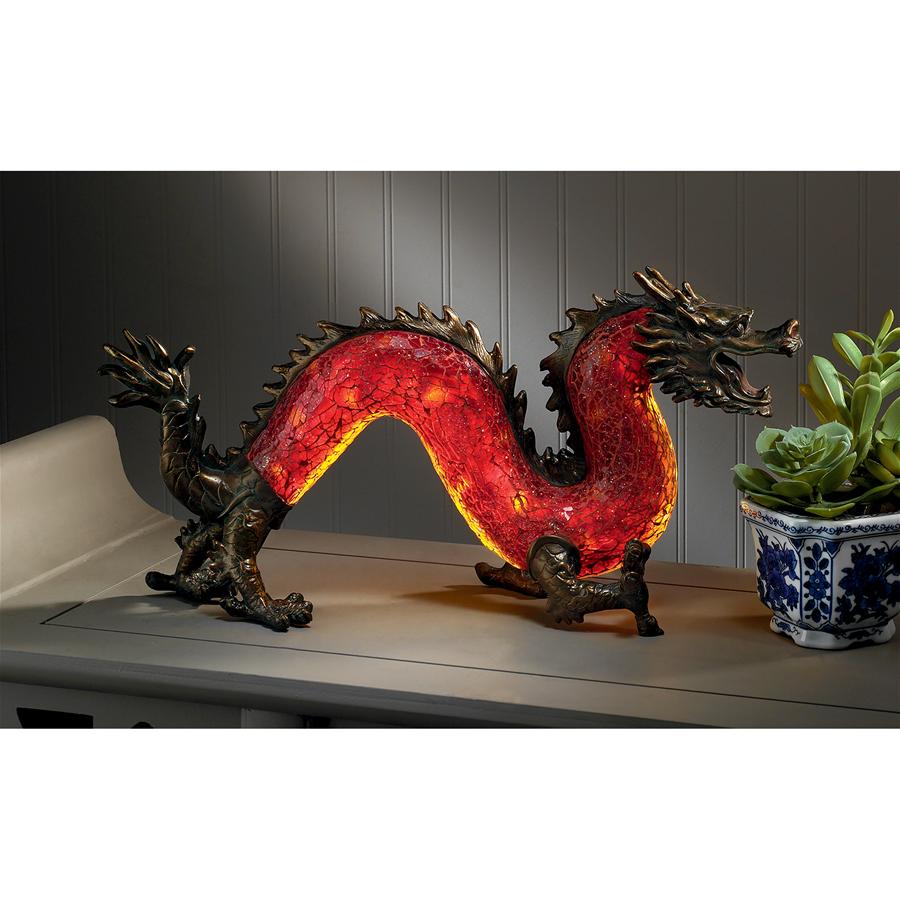 Dragon Dance of Light Illuminated Mosaic Glass Statue