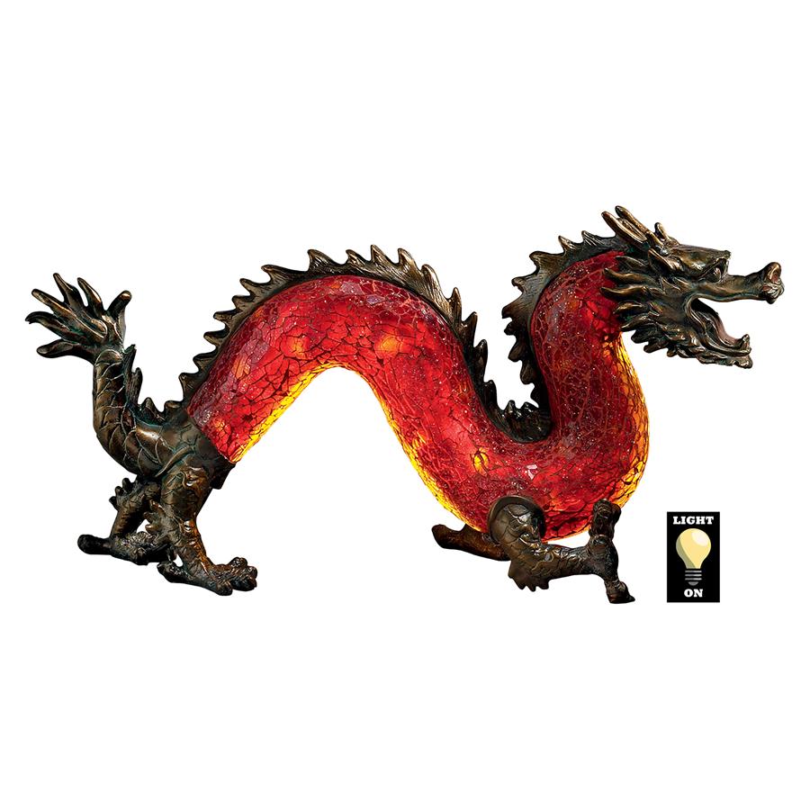 Dragon Dance of Light Illuminated Mosaic Glass Statue