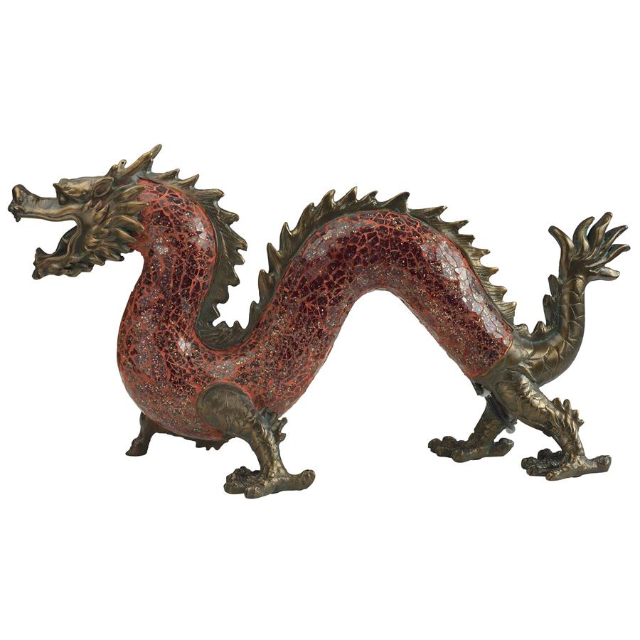 Dragon Dance of Light Illuminated Mosaic Glass Statue