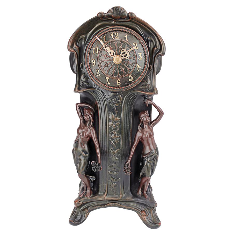 Dual Maiden Art Nouveau Mantelpiece Clock