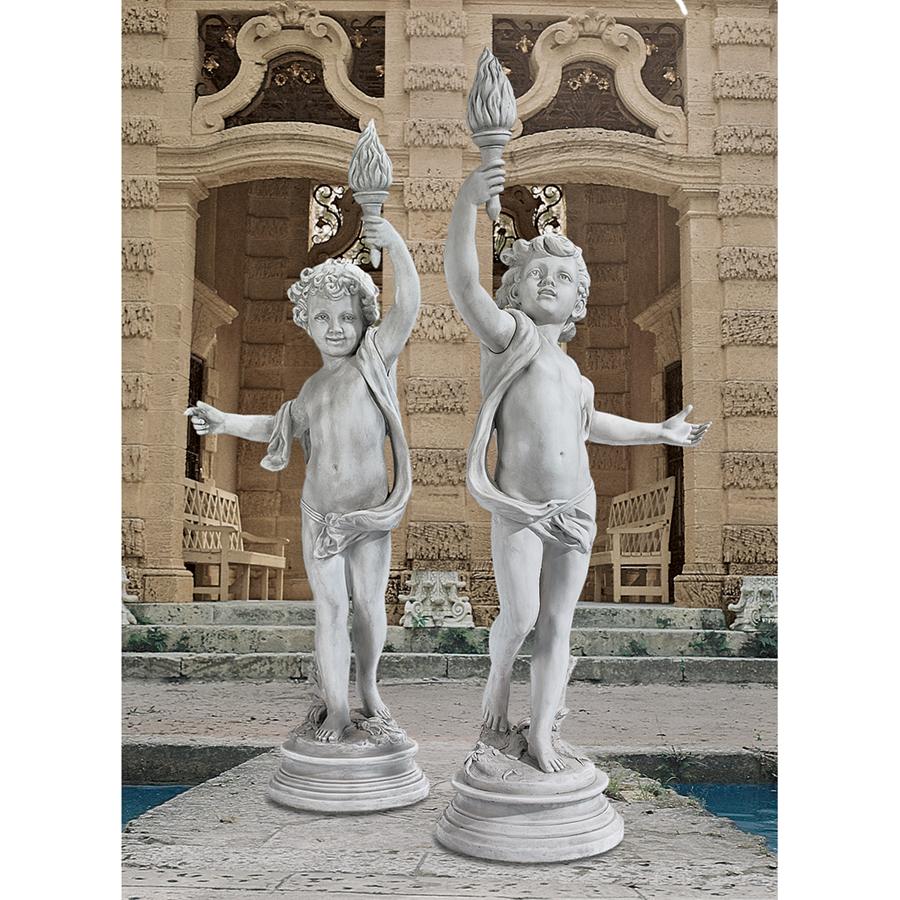 Lighting the Heavens Grande Cherub Sentinel Statue: Set