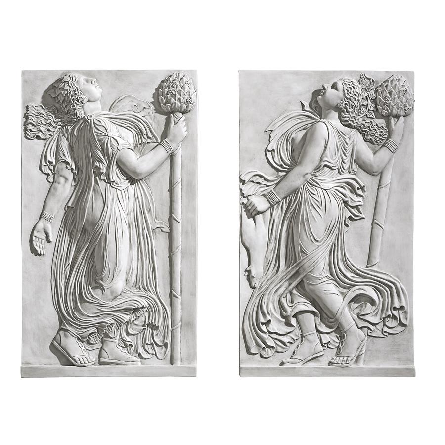 Dancing Greek Maenads with Thyrsus Wall Friezes: Set of Two