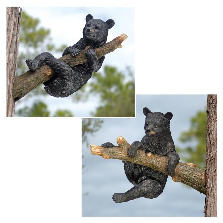 Up a Tree Hanging Black Bear Cub Statues: Climbing & Hanging Set